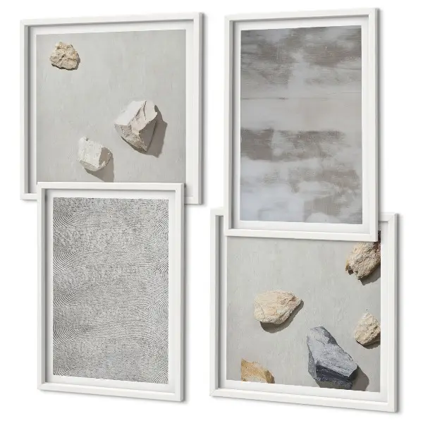 Galleria a parete con texture minimaliste moderne
