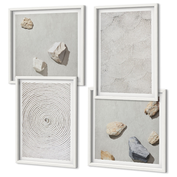 Composizione di 4 quadri Pietre di cartone geometriche