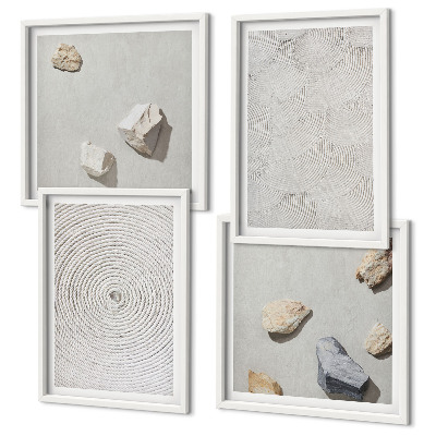 Composizione di 4 quadri Pietre di cartone geometriche