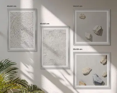 Composizione di 4 quadri decorazione con pietre di cartone geometriche