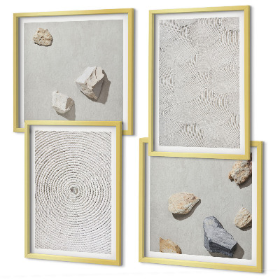 Composizione di 4 quadri Pietre di cartone geometriche