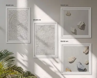 Composizione di 4 quadri decorazione con pietre di cartone geometriche