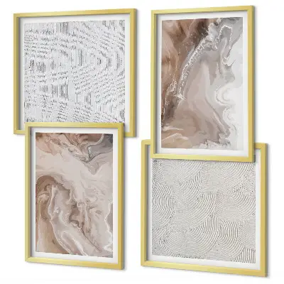 Galleria a parete con motivi astratti in marmo e pietra