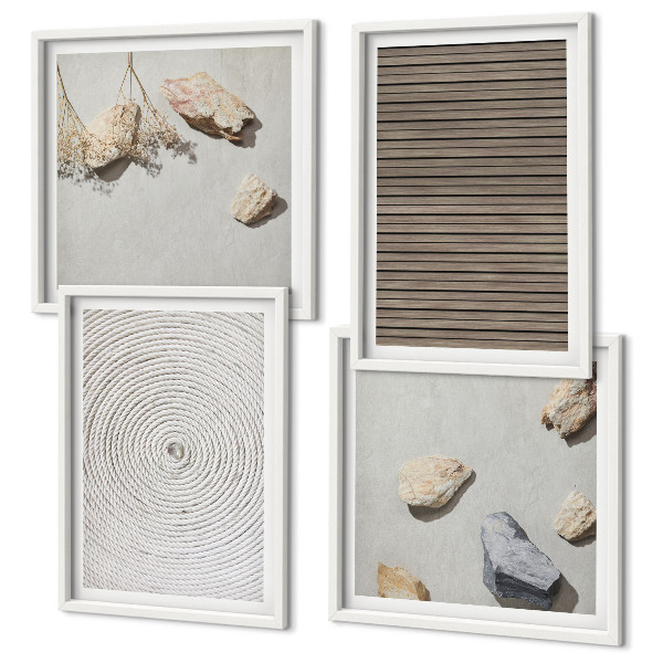 Composizione di 4 quadri Texture naturali legno pietre