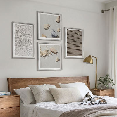Composizione di 4 quadri Texture naturali legno pietre