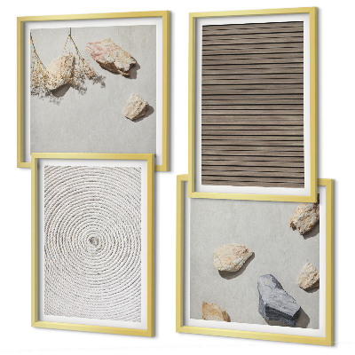 Composizione di 4 quadri Texture naturali legno pietre