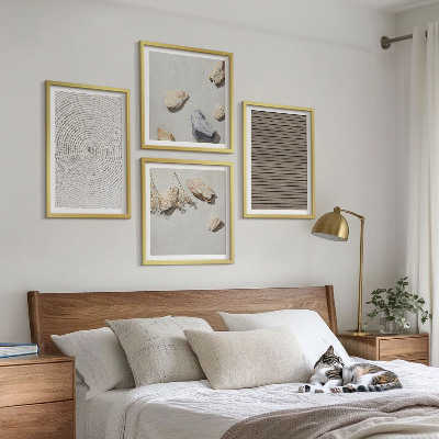 Composizione di 4 quadri Texture naturali legno pietre