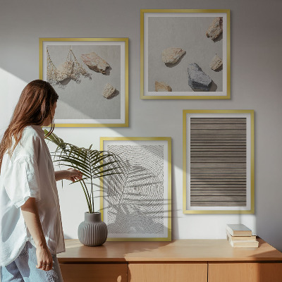 Composizione di 4 quadri Texture naturali legno pietre