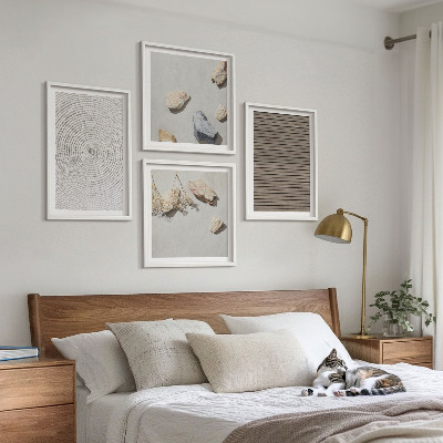 Composizione di 4 quadri Texture naturali legno pietre