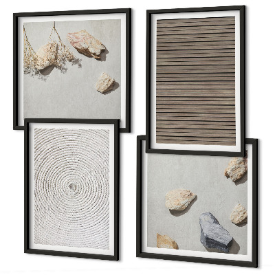 Composizione di 4 quadri Texture naturali legno pietre