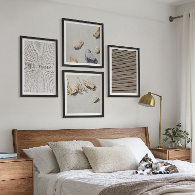 Composizione di 4 quadri Texture naturali legno pietre