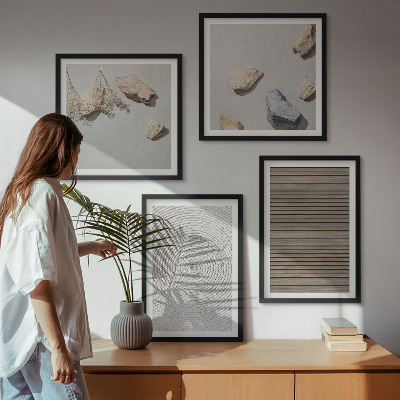 Composizione di 4 quadri Texture naturali legno pietre