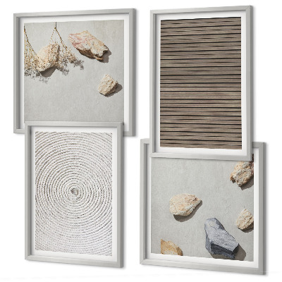 Composizione di 4 quadri Texture naturali legno pietre