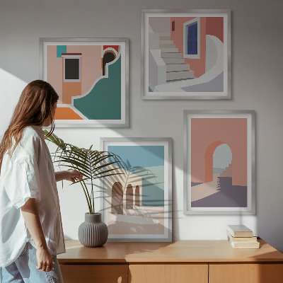 Galleria a parete Grafica minimalista dai colori pastello