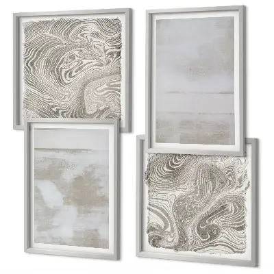 Composizione di 4 quadri con texture usurate in stile moderno