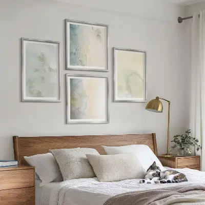 Polittico con cornice con texture di tela ad acquerello pastello