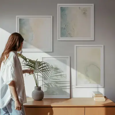 Polittico con cornice con texture di tela ad acquerello pastello
