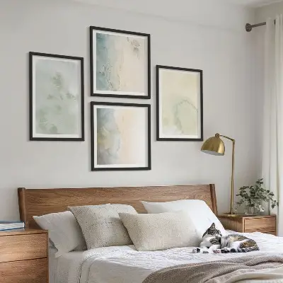 Polittico con cornice con texture di tela ad acquerello pastello