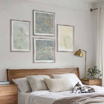 Composizione di 4 quadri Colori pastello ad acquerello su tela