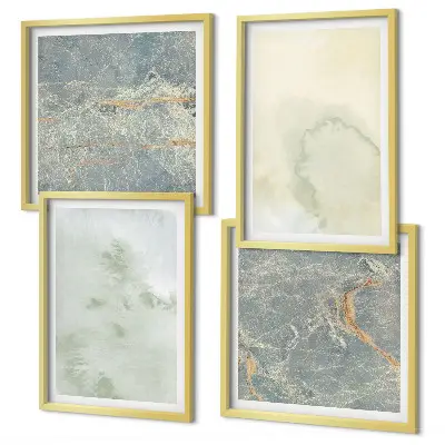 Composizione di 4 quadri con colori pastello ad acquerello su tela