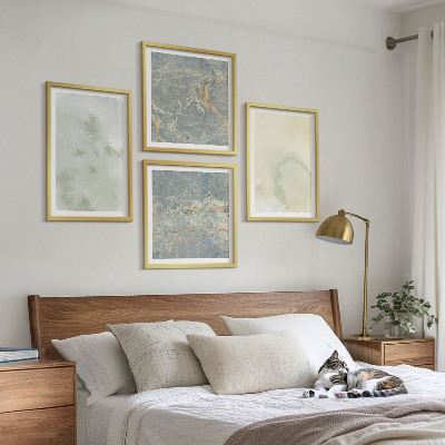 Composizione di 4 quadri Colori pastello ad acquerello su tela