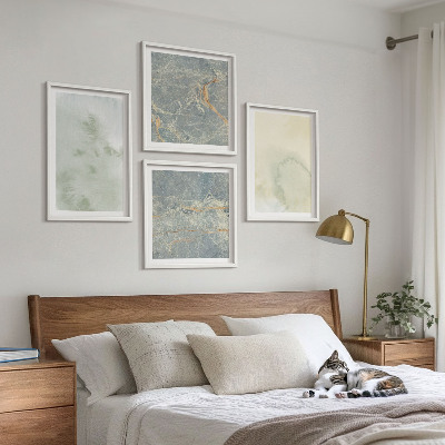 Composizione di 4 quadri Colori pastello ad acquerello su tela