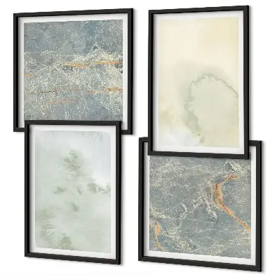 Composizione di 4 quadri con colori pastello ad acquerello su tela