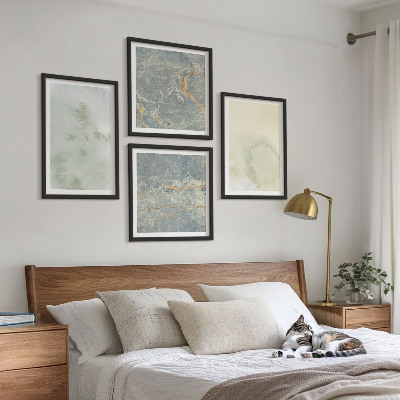 Composizione di 4 quadri Colori pastello ad acquerello su tela