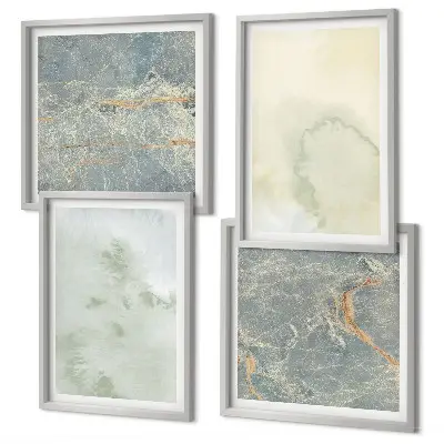 Composizione di 4 quadri con colori pastello ad acquerello su tela