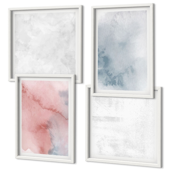 Composizione di 4 quadri Texture ad acquerello pastello