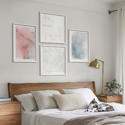 Composizione di 4 quadri Texture ad acquerello pastello