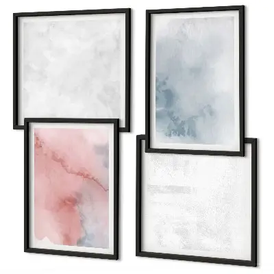 Composizione di 4 quadri con stampa a texture ad acquerello pastello