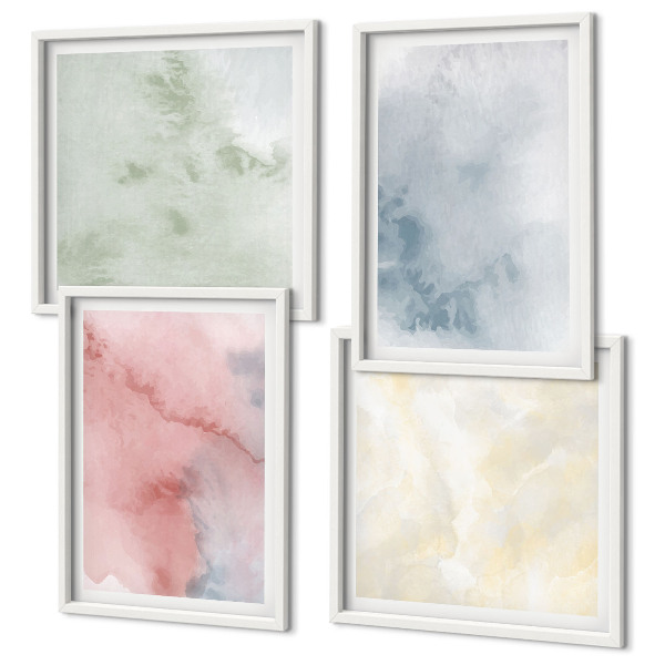 Polittico con cornice acquerelli dai colori pastello