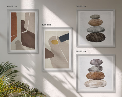 Composizione di 4 quadri Forme astratte boho