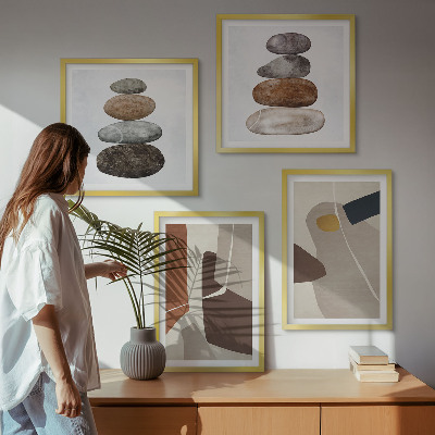Composizione di 4 quadri Forme astratte boho