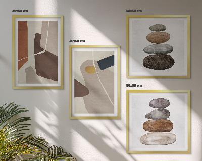 Composizione di 4 quadri Forme astratte boho
