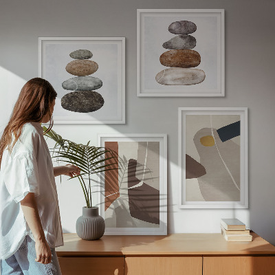 Composizione di 4 quadri Forme astratte boho