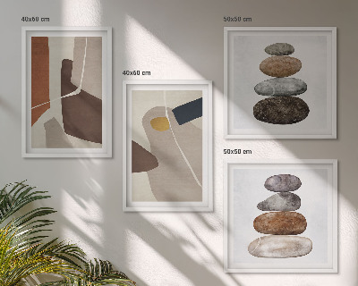 Composizione di 4 quadri Forme astratte boho