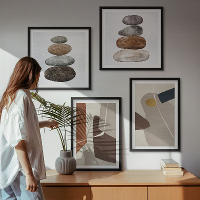 Composizione di 4 quadri Forme astratte boho