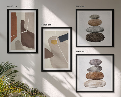 Composizione di 4 quadri Forme astratte boho