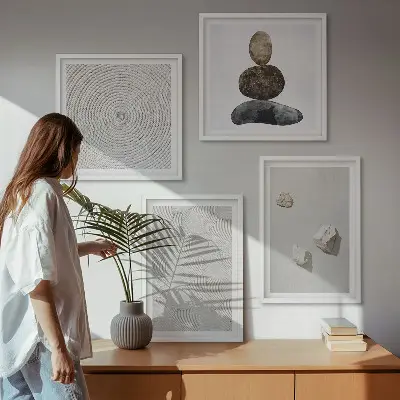 Galleria a parete quadro con pietre arenarie in stile moderno