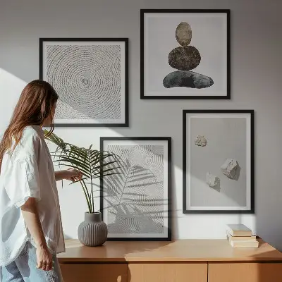 Galleria a parete quadro con pietre arenarie in stile moderno