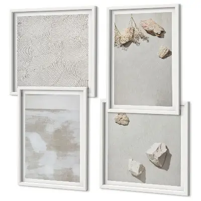 Composizione di 4 quadri con texture boho di pietre arenarie