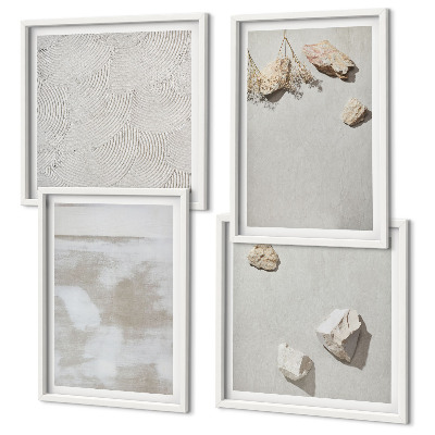 Composizione di 4 quadri Texture boho di pietre arenarie