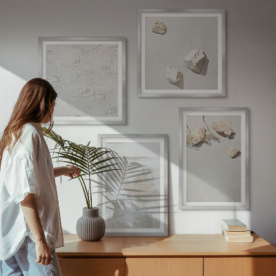 Composizione di 4 quadri Texture boho di pietre arenarie