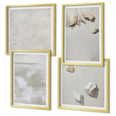 Composizione di 4 quadri con texture boho di pietre arenarie