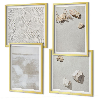 Composizione di 4 quadri Texture boho di pietre arenarie