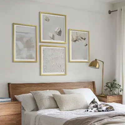 Composizione di 4 quadri con texture boho di pietre arenarie