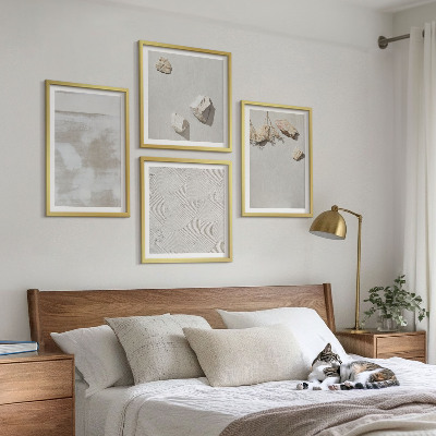 Composizione di 4 quadri Texture boho di pietre arenarie