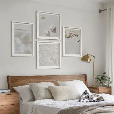 Composizione di 4 quadri con texture boho di pietre arenarie